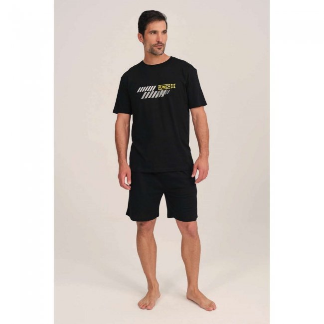 Pijama MUNICH hombre dos piezas de modal-algodón negro -