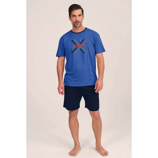 Pijama MUNICH hombre dos piezas de modal-algodón azul -