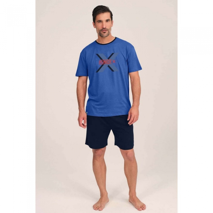 Pijama MUNICH hombre dos piezas de modal-algodón azul -