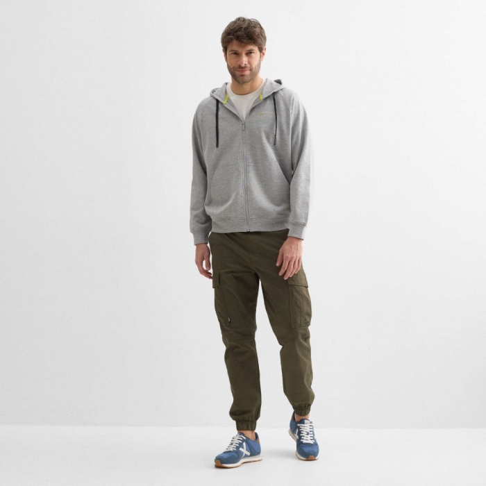 Sudadera con capucha y cremallera MUNICH Tape lifestyle de algodón gris - GRIS