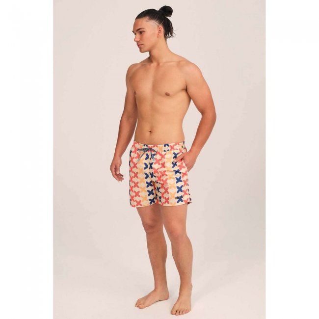 BAÑADOR HOMBRE ESTAMPADO LARGO NARANJA -
