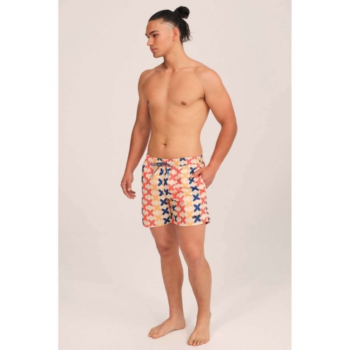 BAÑADOR HOMBRE ESTAMPADO LARGO NARANJA -