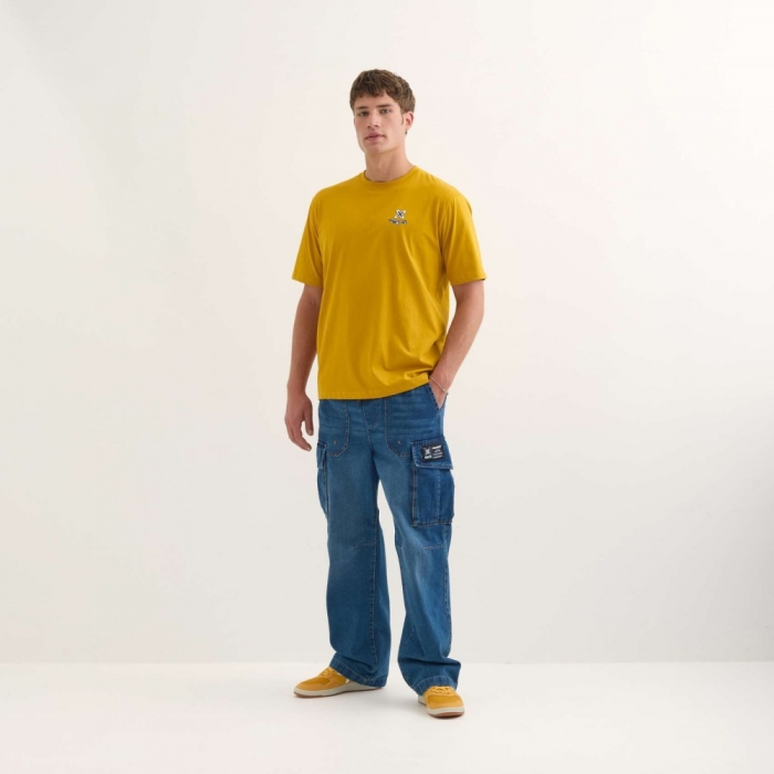 Camiseta MUNICH Anyone streetwear hombre de algodón orgánico mostaza - AMARILLO