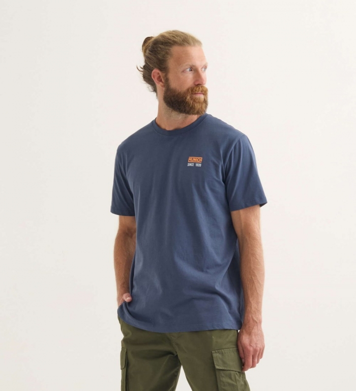 Camiseta MUNICH Compass lifestyle hombre de algodón orgánico navy - AZUL