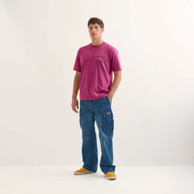 Camiseta MUNICH ollie streetwear hombre de algodón orgánico fucsia - ROSA