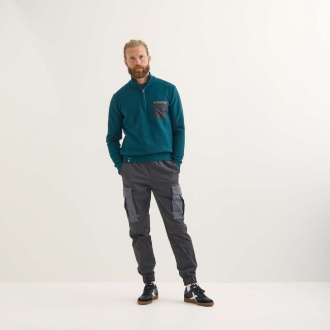 Jersey MUNICH Roma lifestyle hombre de algodón-poliéster petroleo - AZUL