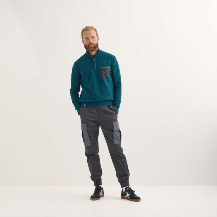 Jersey MUNICH Roma lifestyle hombre de algodón-poliéster petroleo - AZUL