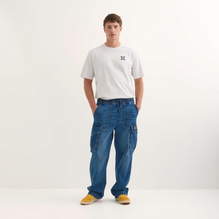 Pantalón cargo MUNICH lifesyle hombre de algodón denim - AZUL