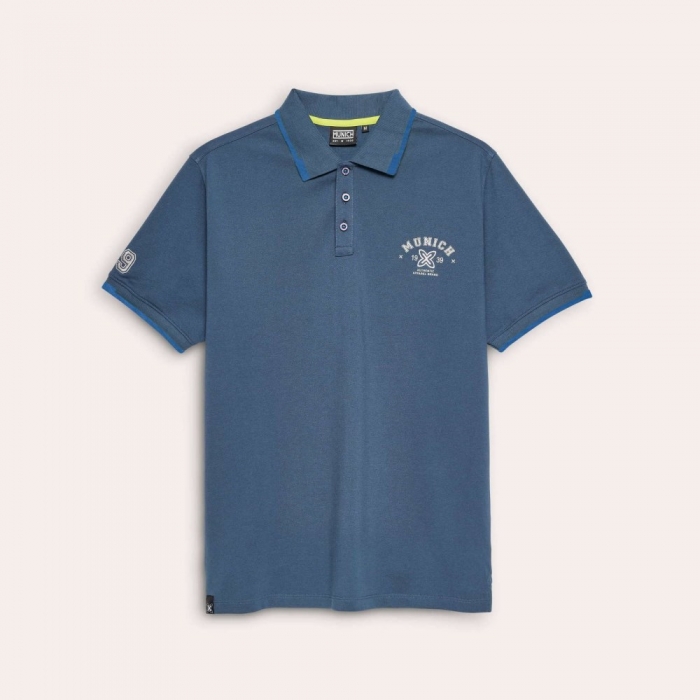 Polo MUNICH varsity lifestyle de algodón azul - AZUL