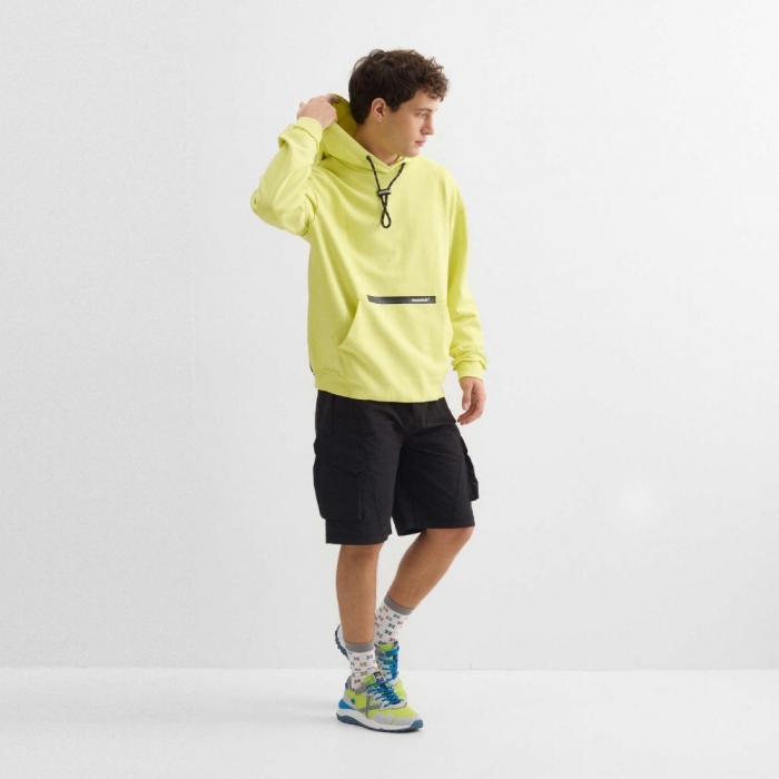 Sudadera con capucha MUNICH Galaxy streetwear de algodón orgánico lima - AMARILLO