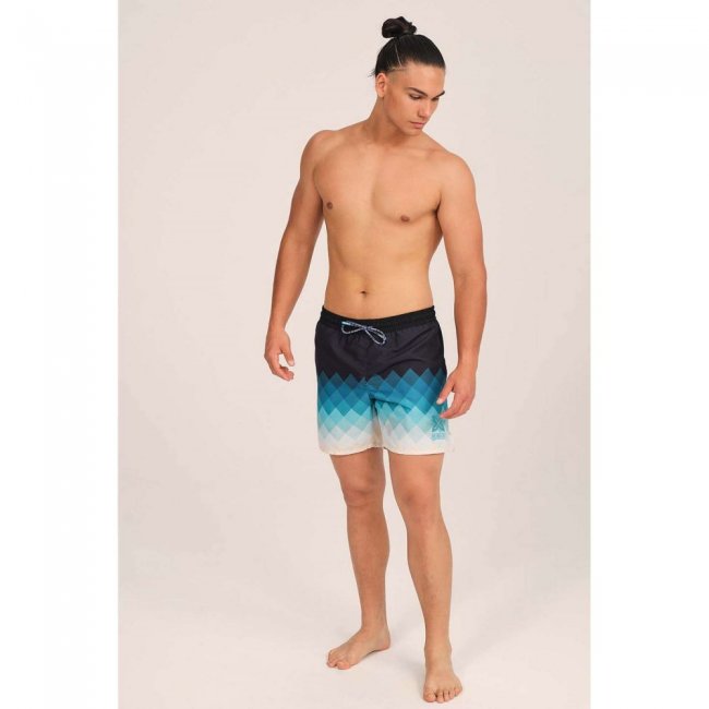 BAÑADOR HOMBRE ESTAMPADO LARGO TURQUESA -