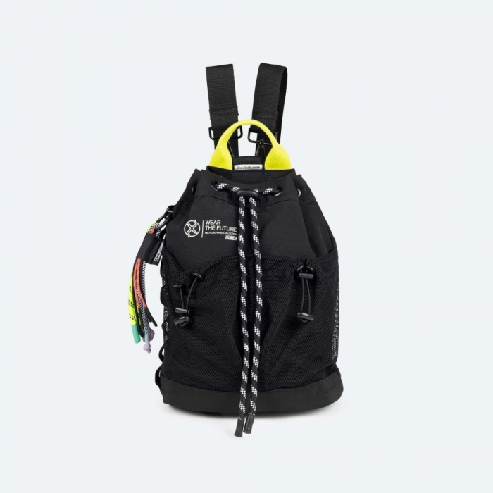 DEEP RECYCLED DRAWSTRING BACKPACK C/BLACK - NEGRO