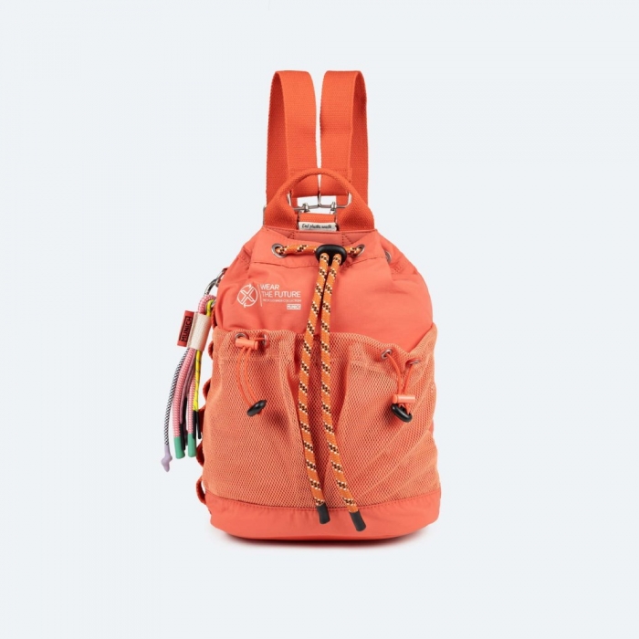 DEEP RECYCLED DRAWSTRING BACKPACK C/CORAL - NARANJA