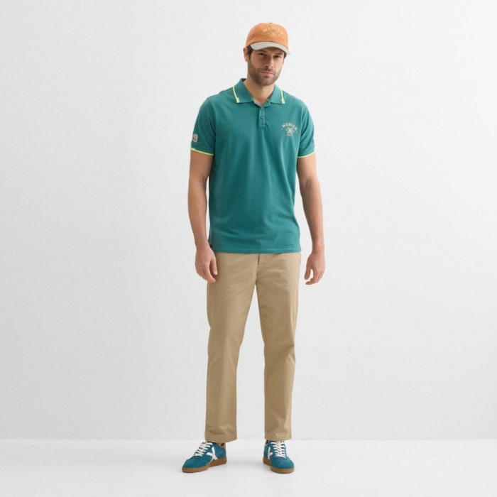 Polo MUNICH varsity lifestyle de algodón verde - VERDE