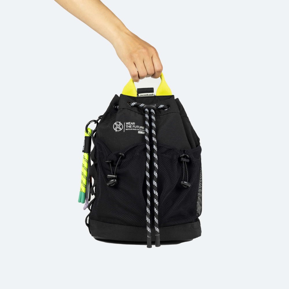 DEEP RECYCLED DRAWSTRING BACKPACK C/BLACK - NEGRO