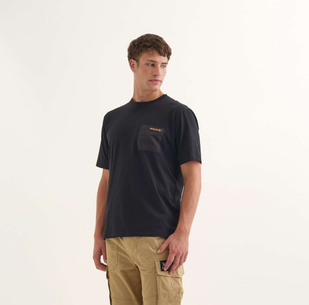 Camiseta MUNICH Collage streetwear hombre de algodón orgánico negro - NEGRO