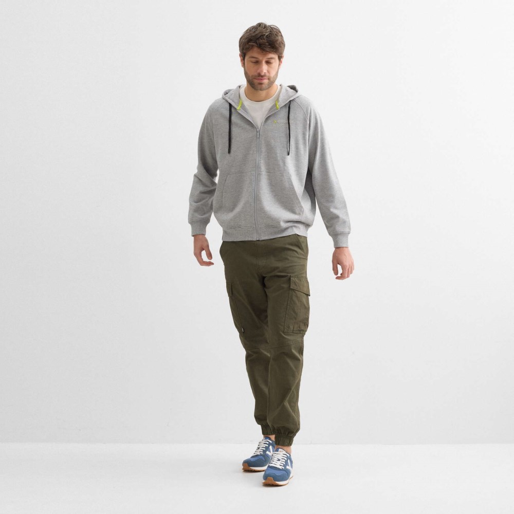 Sudadera con capucha y cremallera MUNICH Tape lifestyle de algodón gris - GRIS