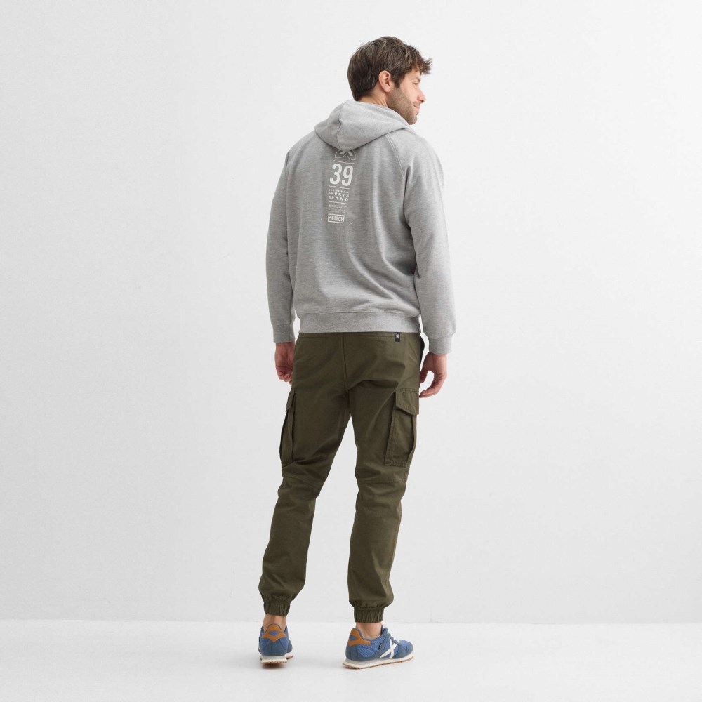 Sudadera con capucha y cremallera MUNICH Tape lifestyle de algodón gris - GRIS