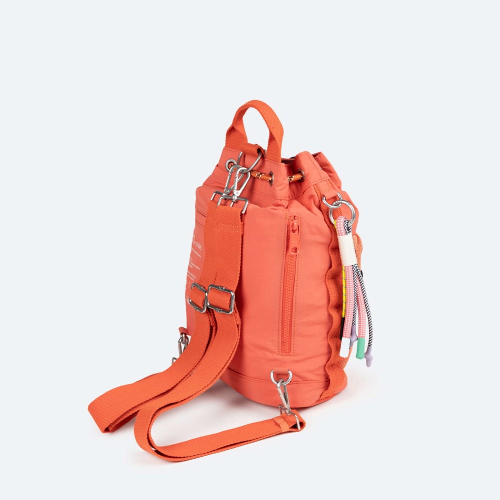 DEEP RECYCLED DRAWSTRING BACKPACK C/CORAL - NARANJA