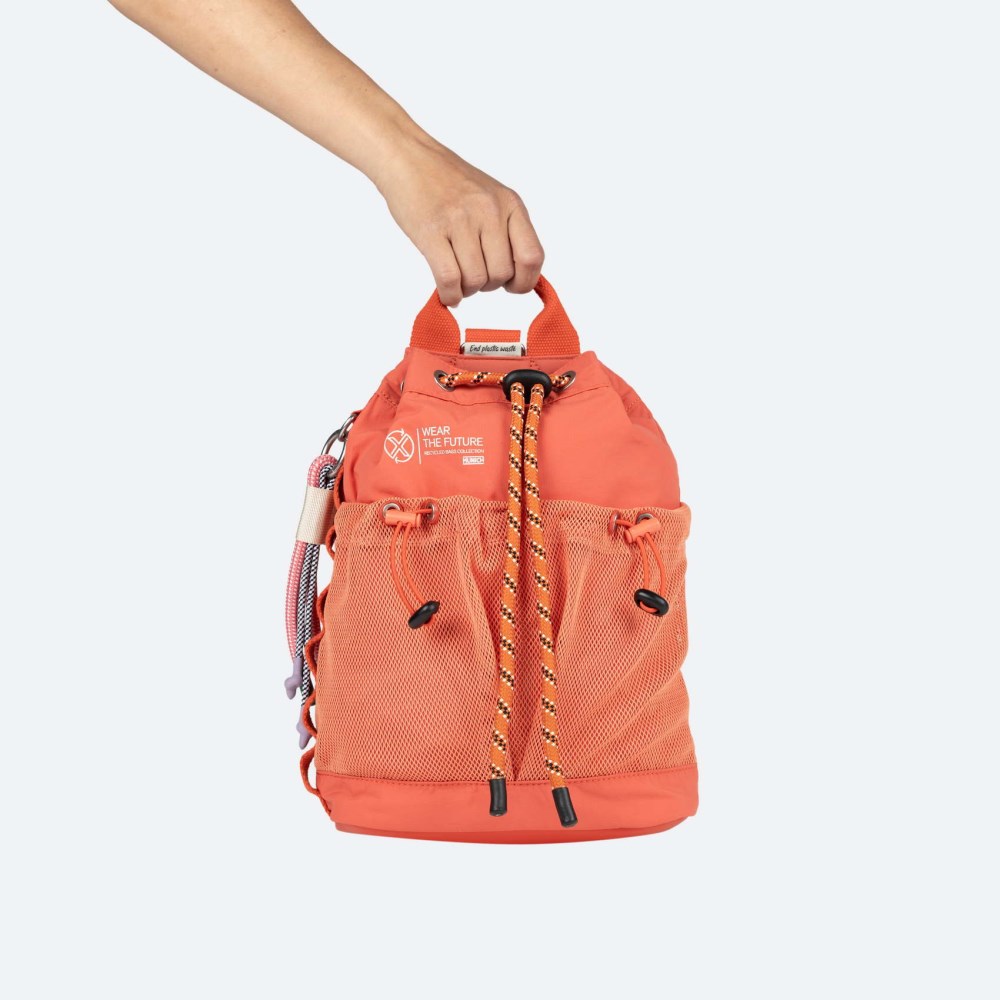 DEEP RECYCLED DRAWSTRING BACKPACK C/CORAL - NARANJA