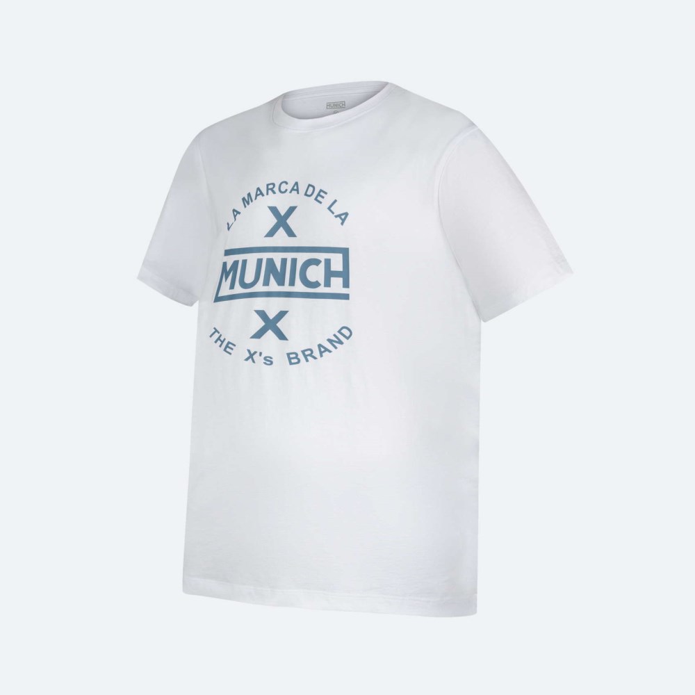 Camiseta MUNICH casual de algodón blanca - BLANCO