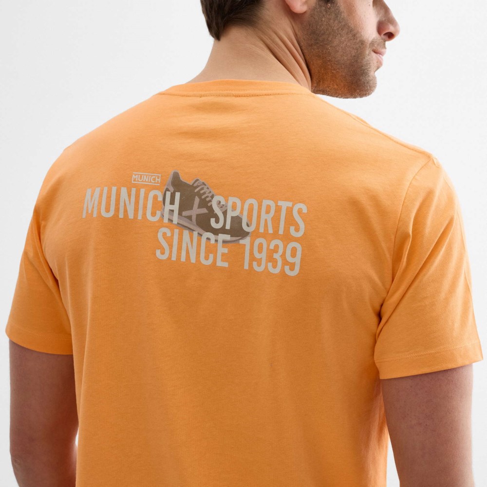 Camiseta regular MUNICH lifestyle de algodón orgánico naranja - NARANJA