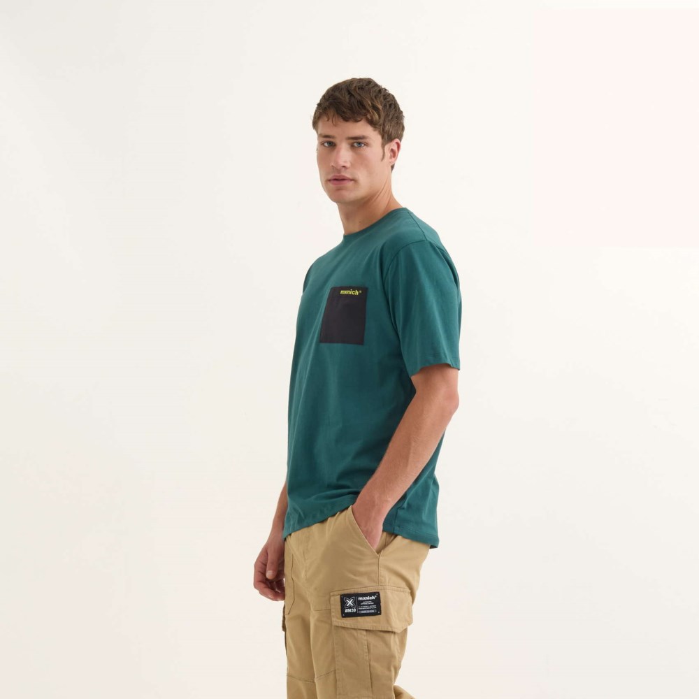 Camiseta MUNICH Ride streetwear hombre de algodón orgánico verde - VERDE