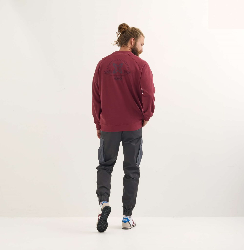 Sudadera MUNICH Bcn lifestyle hombre de algodón orgánico burdeos - ROJO