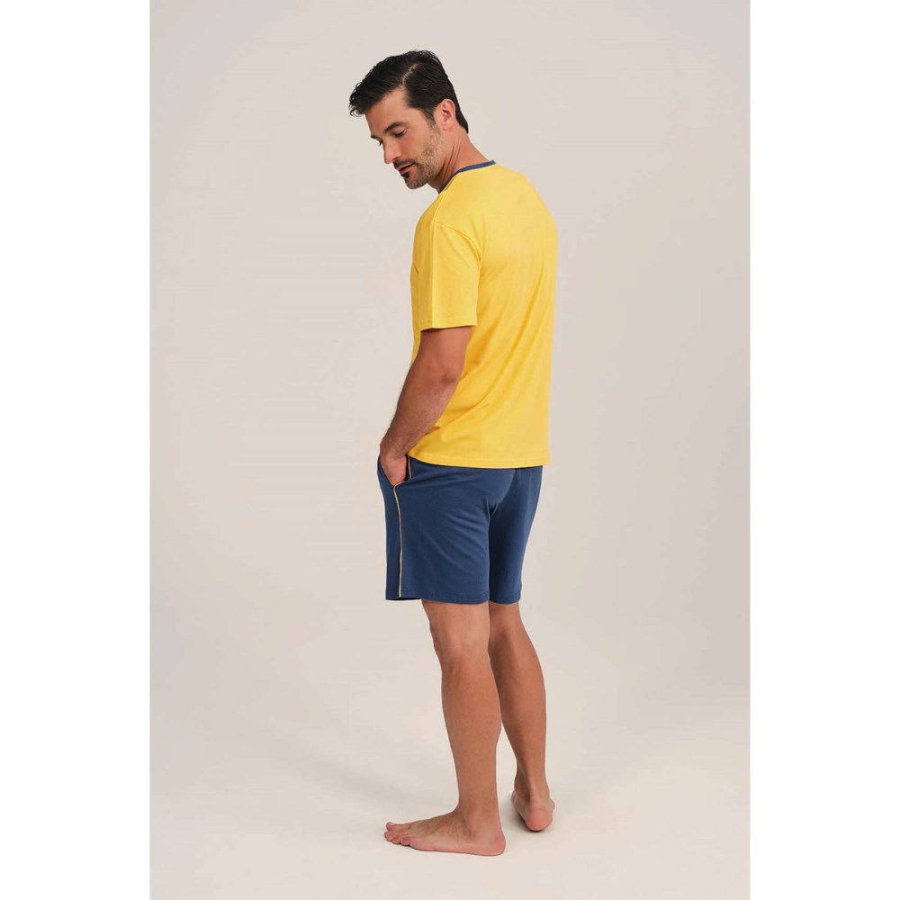 Pijama MUNICH hombre dos piezas de modal-algodón amarillo-azul - 