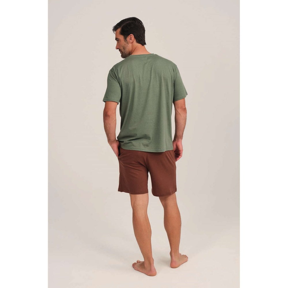 Pijama MUNICH hombre dos piezas de modal-algodón verde-marrón - 