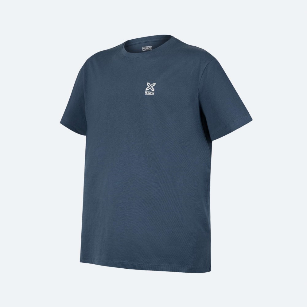Camiseta MUNICH basica de algodón azul - AZUL