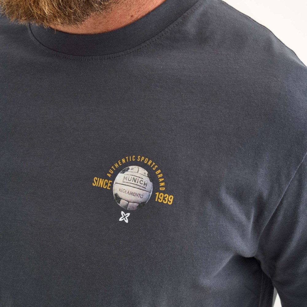 Camiseta MUNICH Reglamento lifestyle hombre de algodón orgánico antracita - GRIS