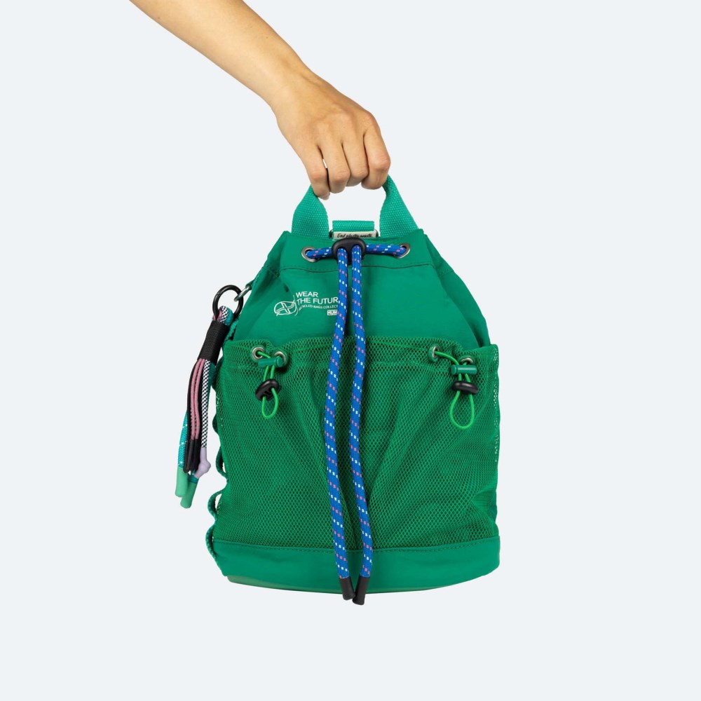 DEEP RECYCLED DRAWSTRING BACKPACK C/GREEN - VERDE