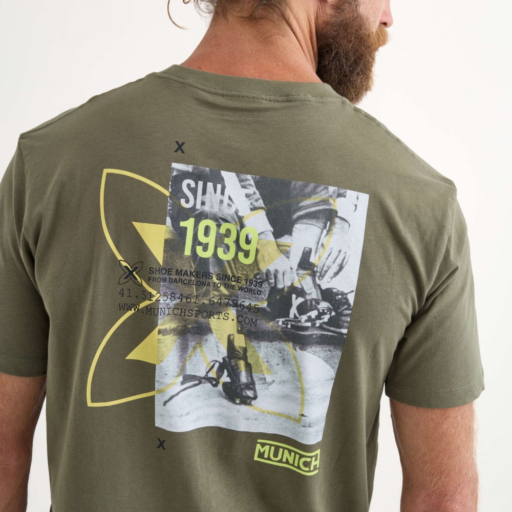 Camiseta MUNICH Brench lifestyle hombre de algodón orgánico khaki - VERDE