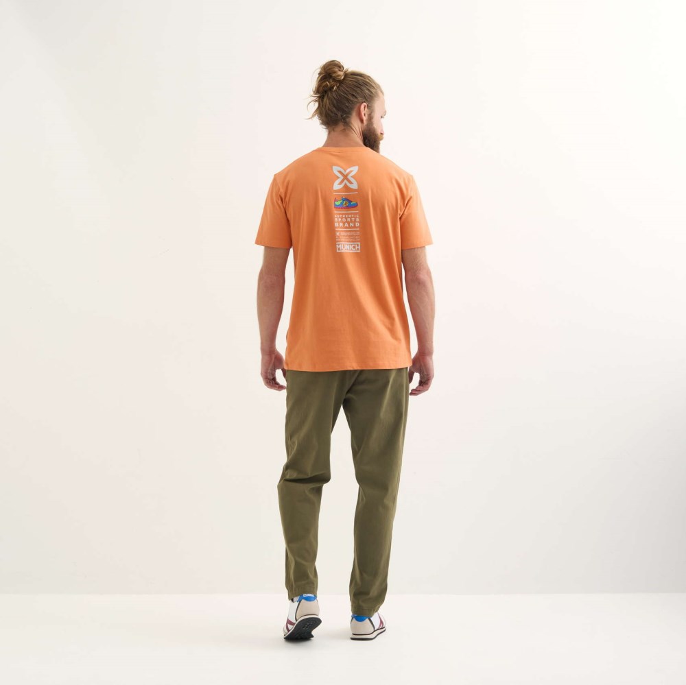 Camiseta MUNICH Heritage lifestyle hombre de algodón orgánico naranja - NARANJA