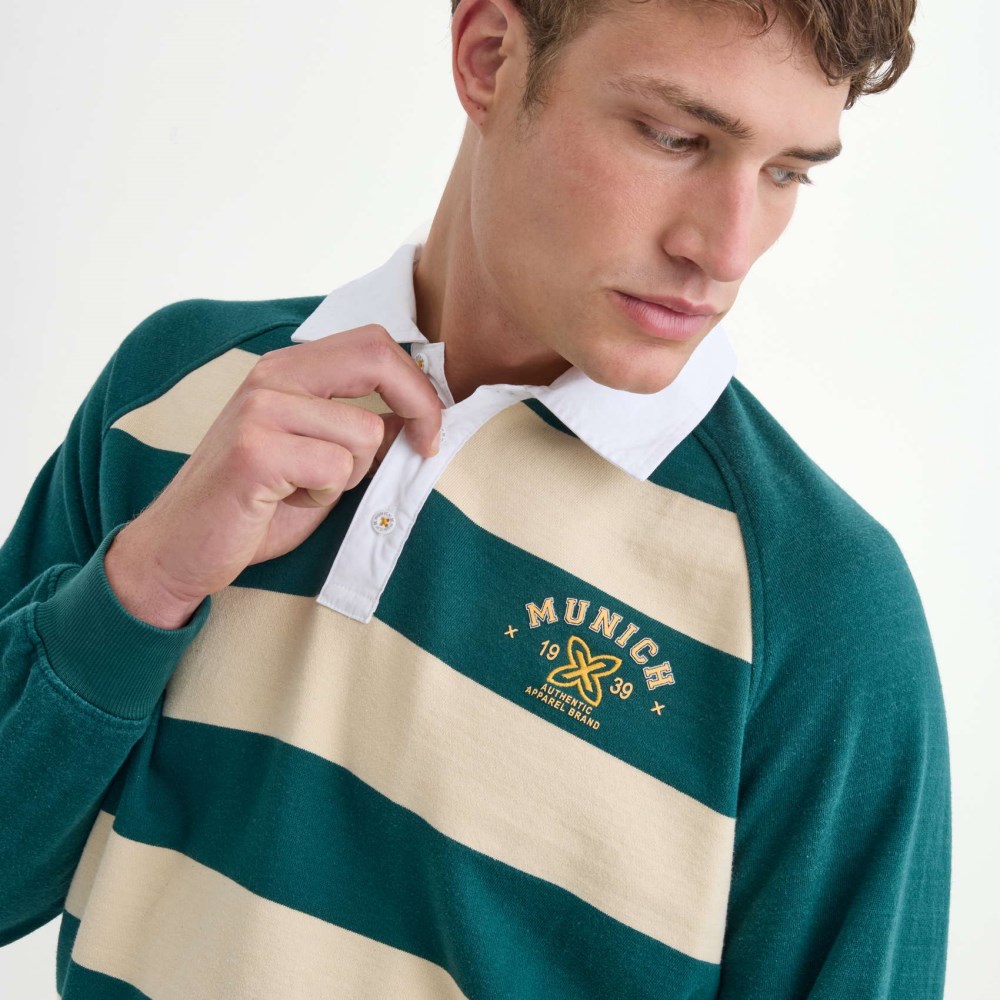Polo MUNICH Stanford streetwear hombre de algodón orgánico verde - VERDE