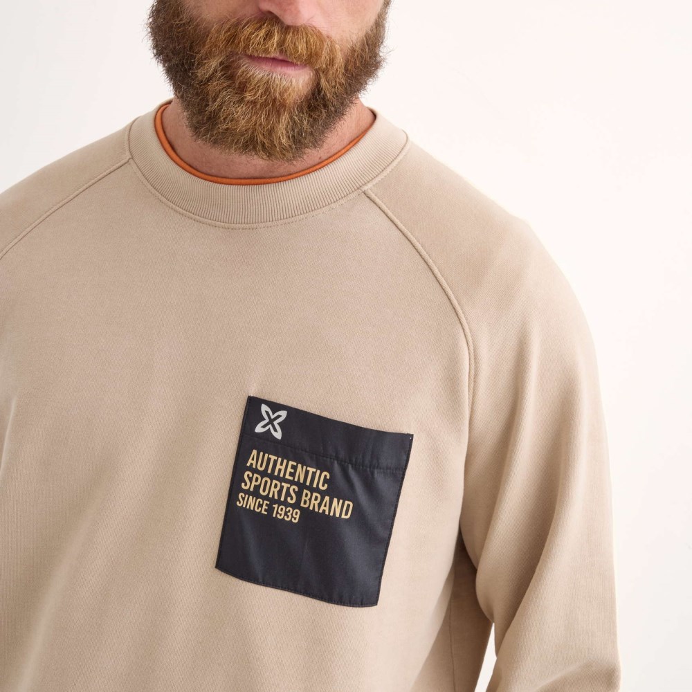 Sudadera MUNICH Revival lifestyle hombre de algodón orgánico camel - MARRÓN