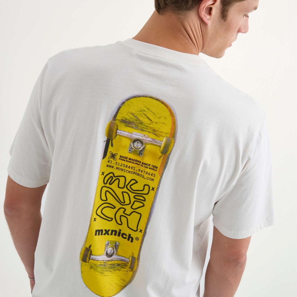 Camiseta MUNICH Skate streetwear hombre de algodón orgánico blanco - BLANCO