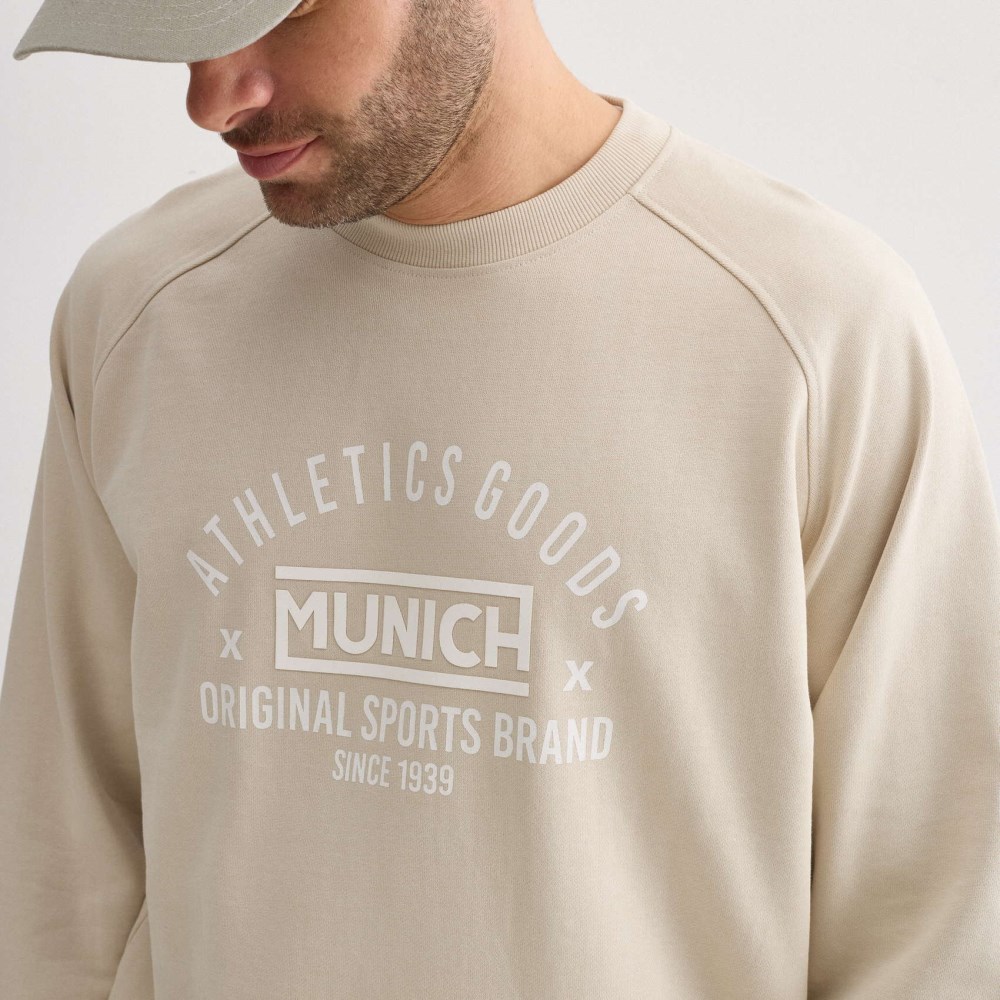 Sudadera MUNICH Crew lifestyle de algodón beige - BEIGE