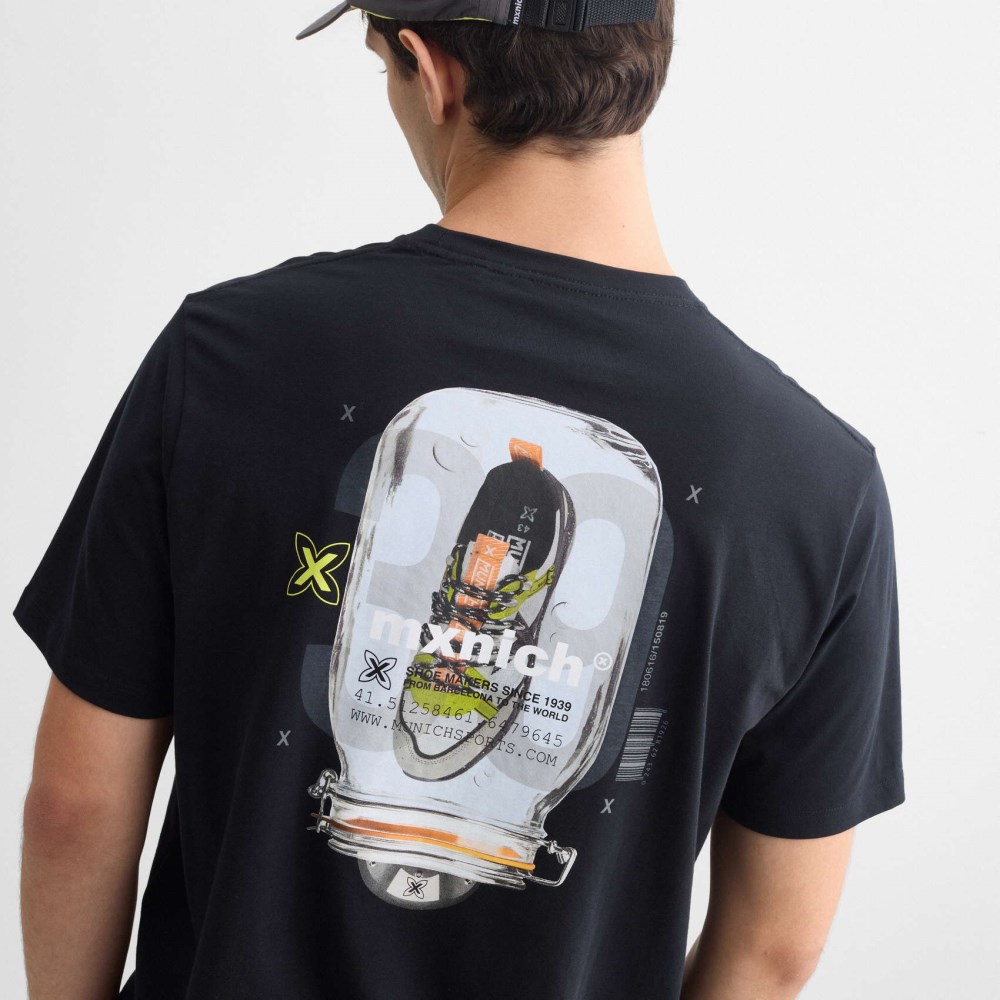 Camiseta oversize MUNICH streetwear de algodón orgánico negra - NEGRO