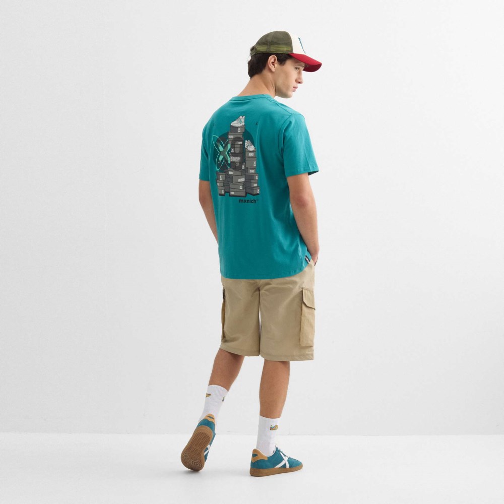 Camiseta oversize MUNICH streetwear de algodón orgánico azul - AZUL