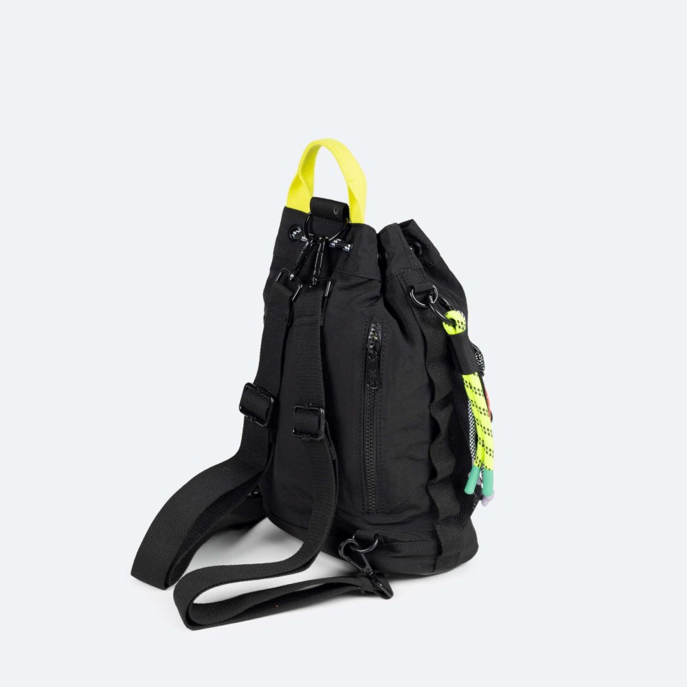 DEEP RECYCLED DRAWSTRING BACKPACK C/BLACK - NEGRO