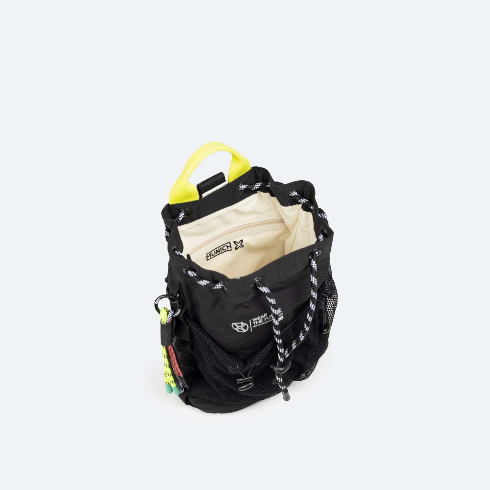 DEEP RECYCLED DRAWSTRING BACKPACK C/BLACK - NEGRO