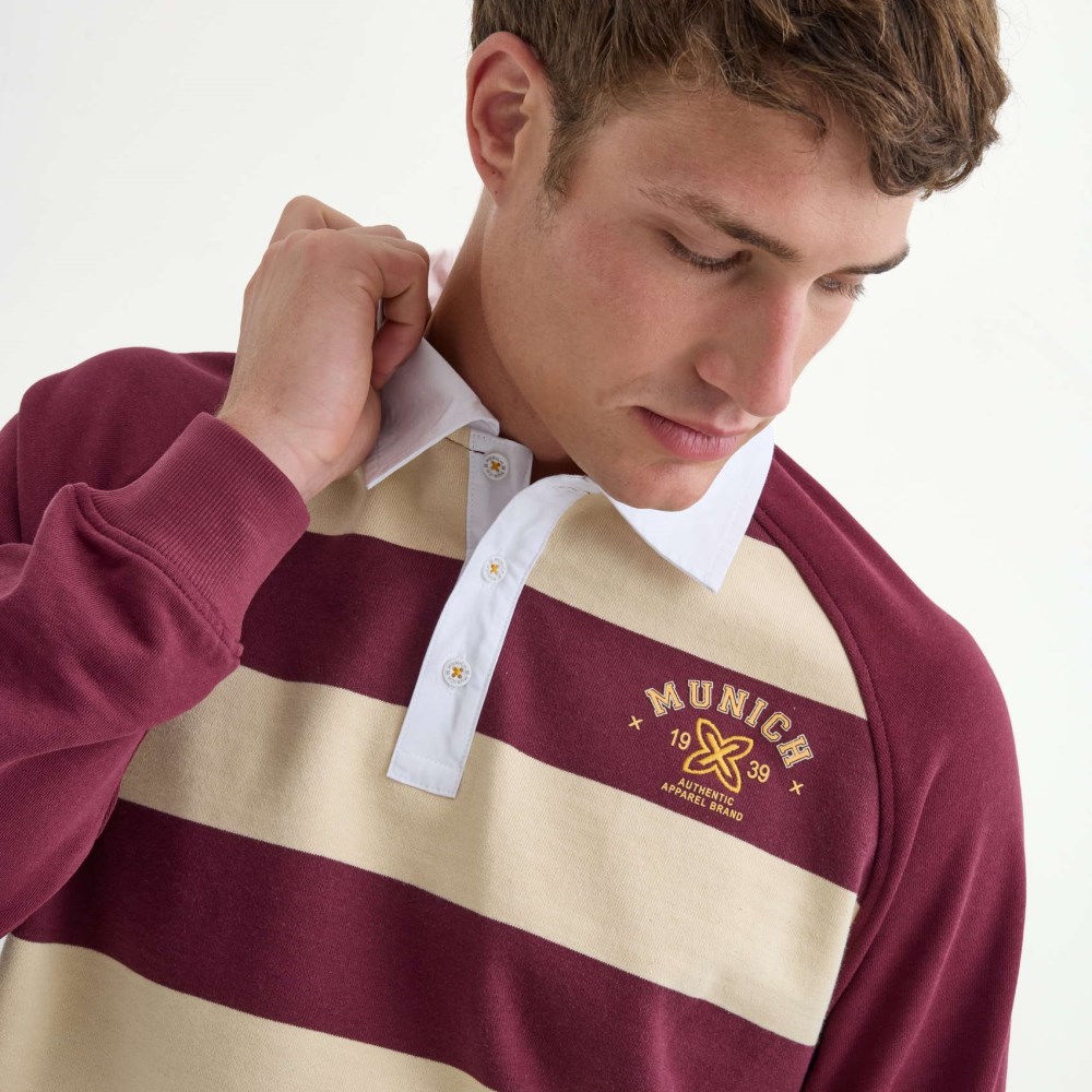 Polo MUNICH Stanford streetwear hombre de algodón orgánico burdeos - ROJO