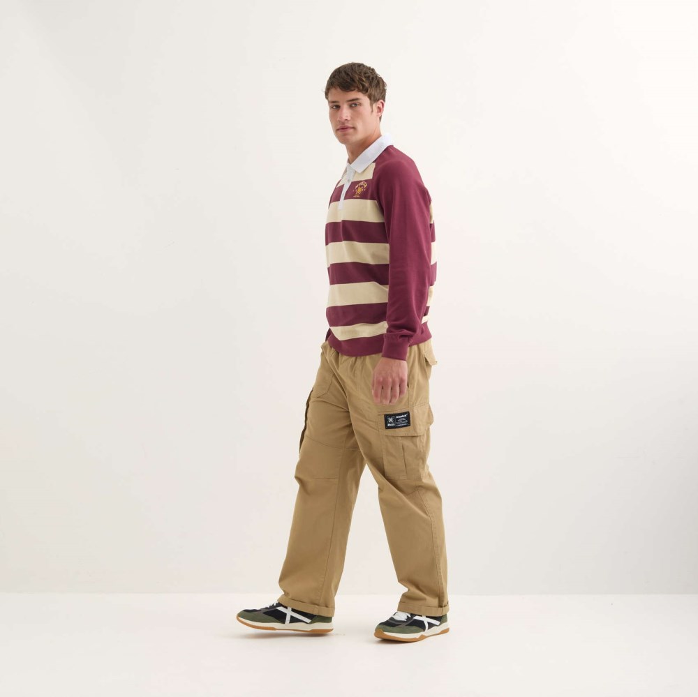 Polo MUNICH Stanford streetwear hombre de algodón orgánico burdeos - ROJO