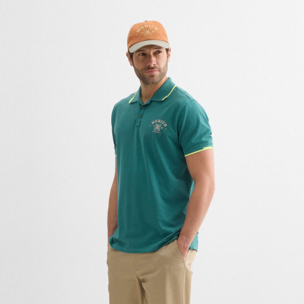 Polo MUNICH varsity lifestyle de algodón verde - VERDE