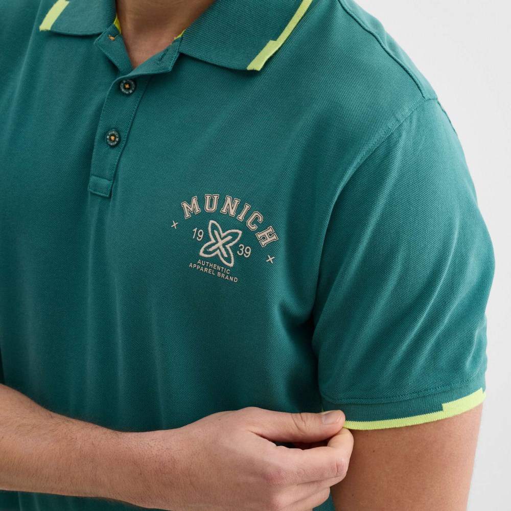 Polo MUNICH varsity lifestyle de algodón verde - VERDE