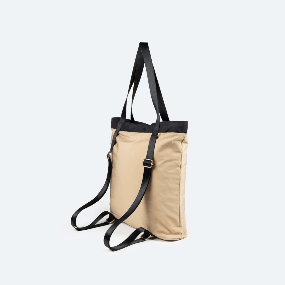 SHALLOW TOTE BACKPACK C/BEIGE - BEIGE