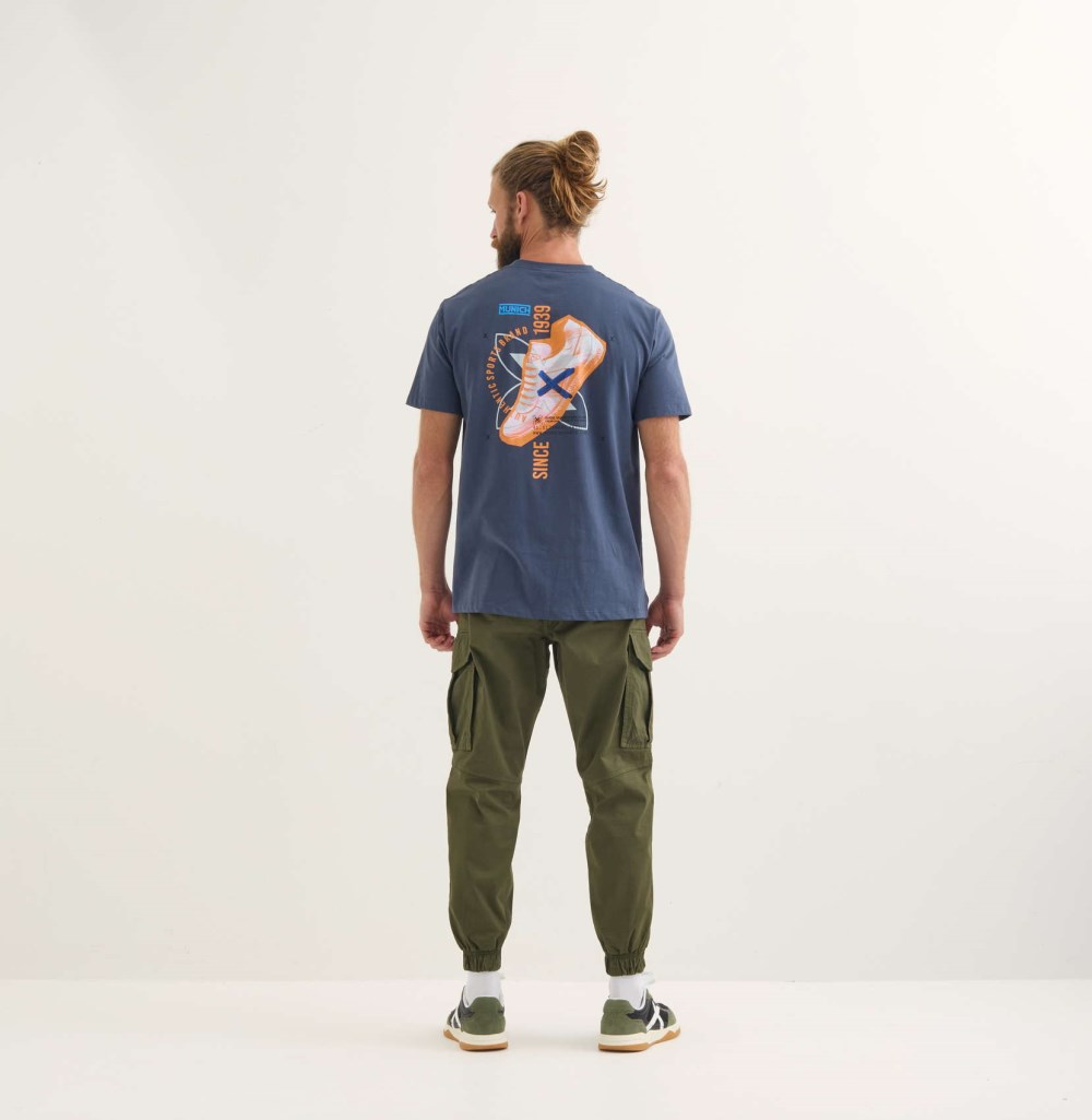 Camiseta MUNICH Compass lifestyle hombre de algodón orgánico navy - AZUL