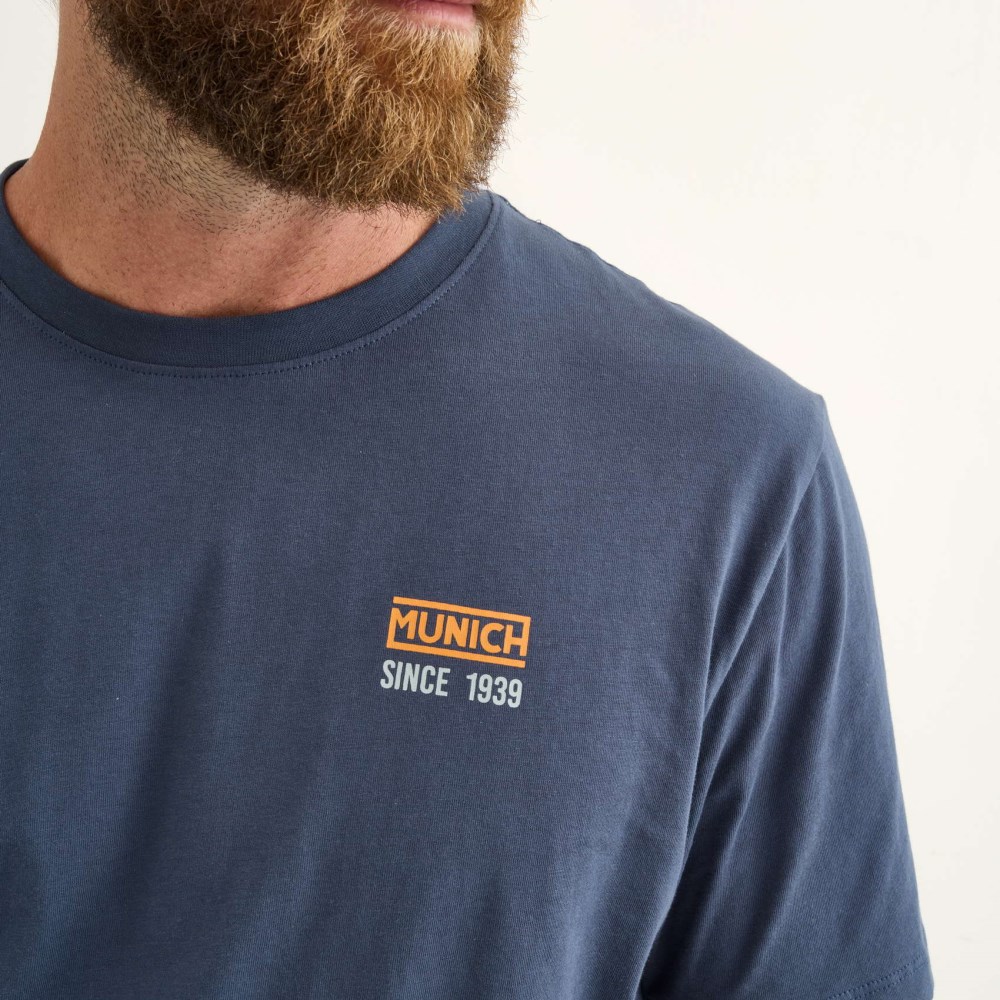 Camiseta MUNICH Compass lifestyle hombre de algodón orgánico navy - AZUL